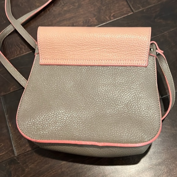 Cuir Rose pebbled leather pink and gray shoulder bag EUC - Picture 8 of 12